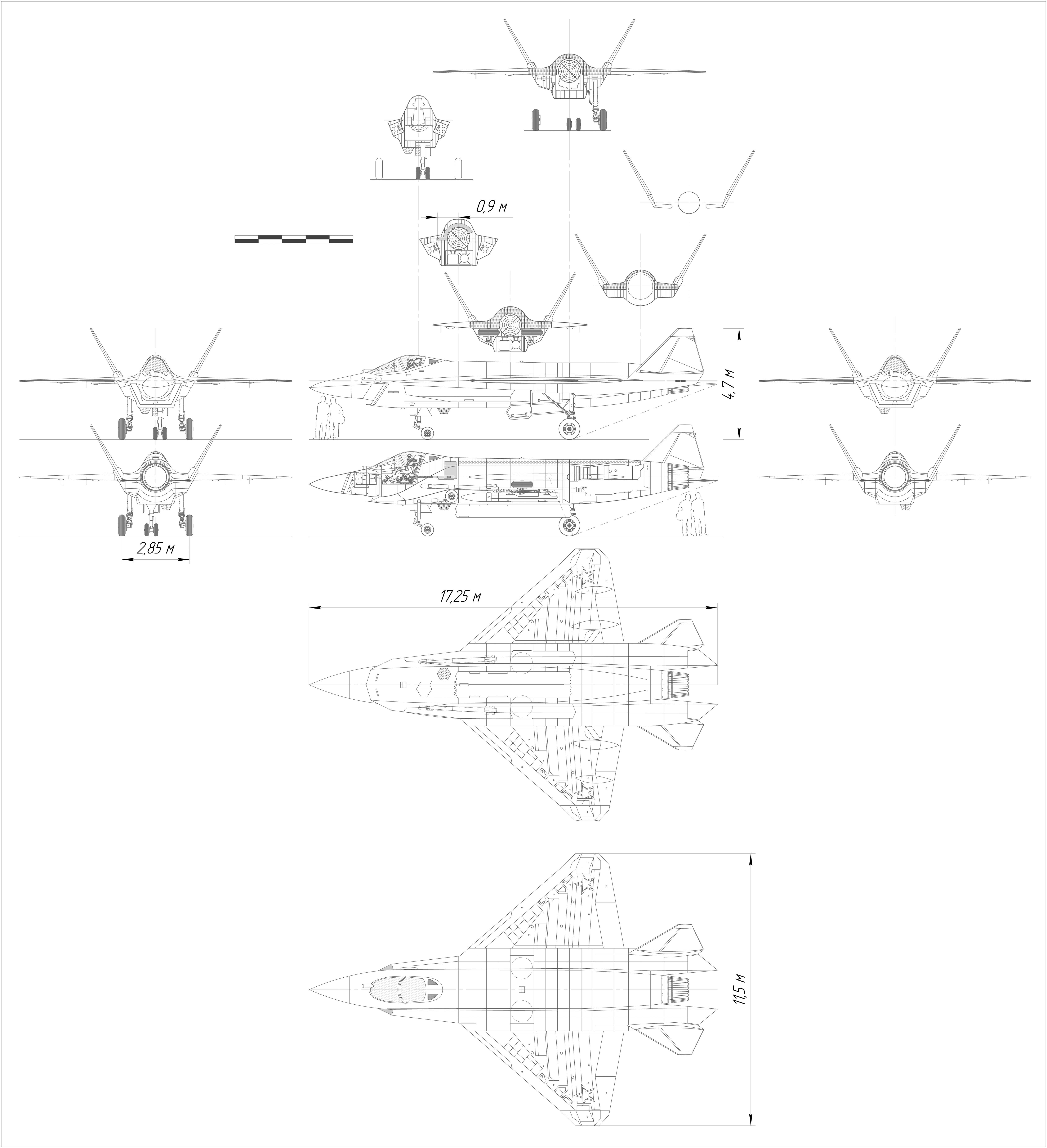 Су 57 истребитель чертежи